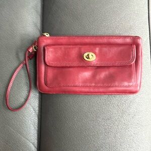 Vintage Coach wristlet - red leather